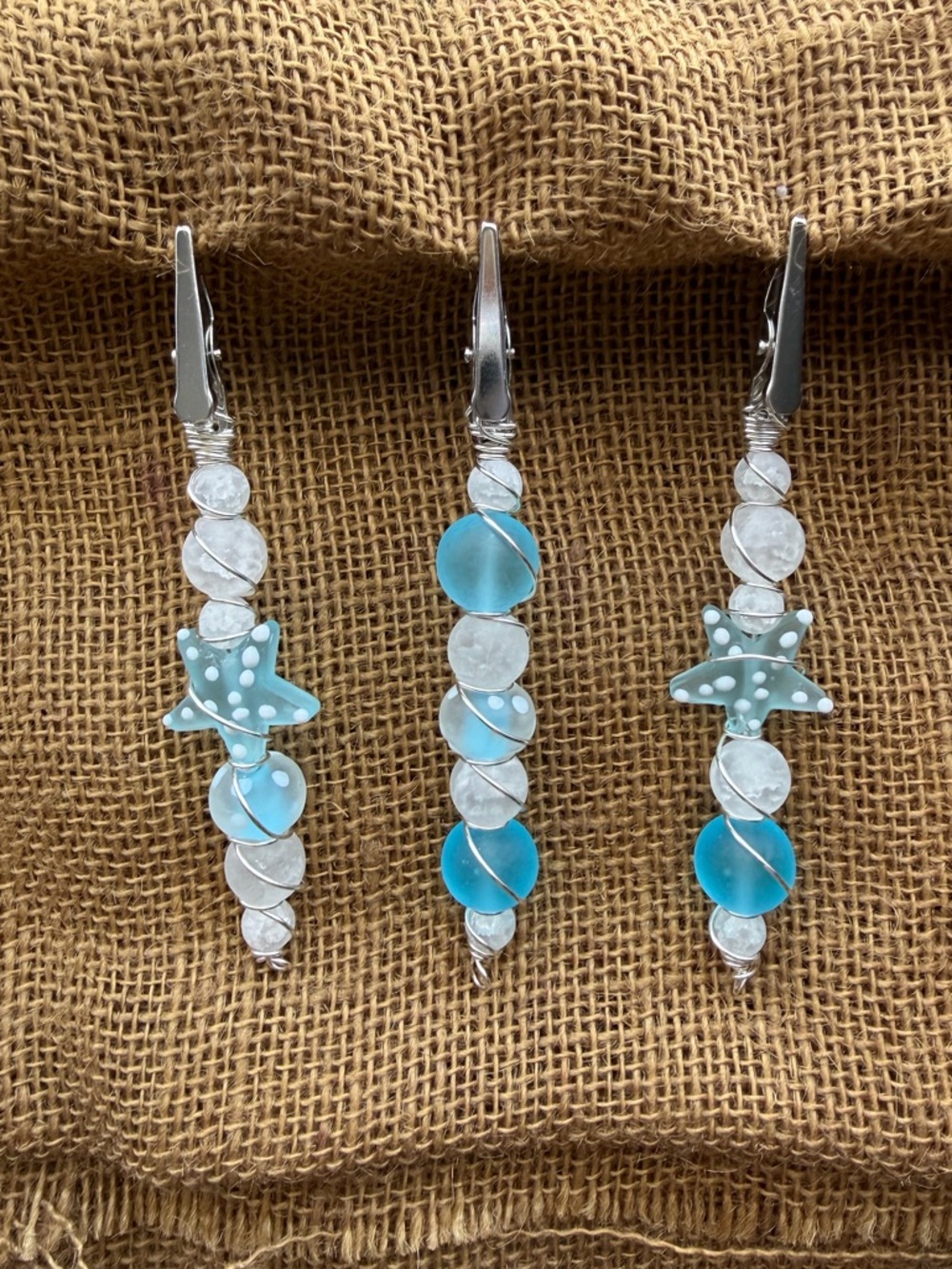 Roach Clip / Grabber/ Star Fish/ Glass and Quartz  Beads/ Beach